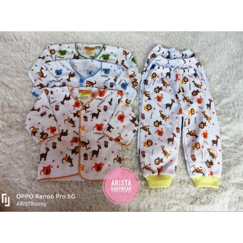 ARISTAbaby - paket hemat isi 18pcs/9stel baju+celana bayi putih MOTIF JUNGLE