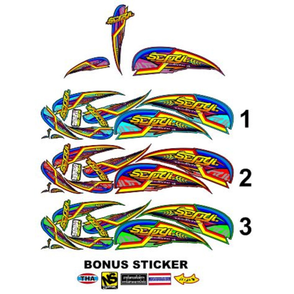 VARIASI STICKER STRIPING VARIASI SCOOPY THAILOOK PLAT MOTOR THAILOOK BABYLOOKS MOTHAI STRIPING MOTOR