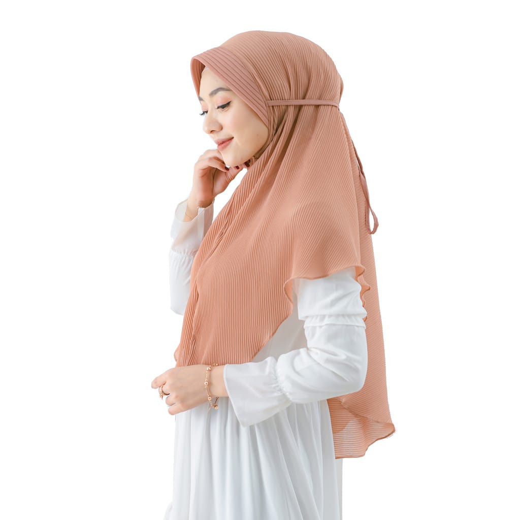 B004  Bergo Plisket tali Maryam plisket Ceruty Babydoll hijab instant plisket Pet Tali Bergo