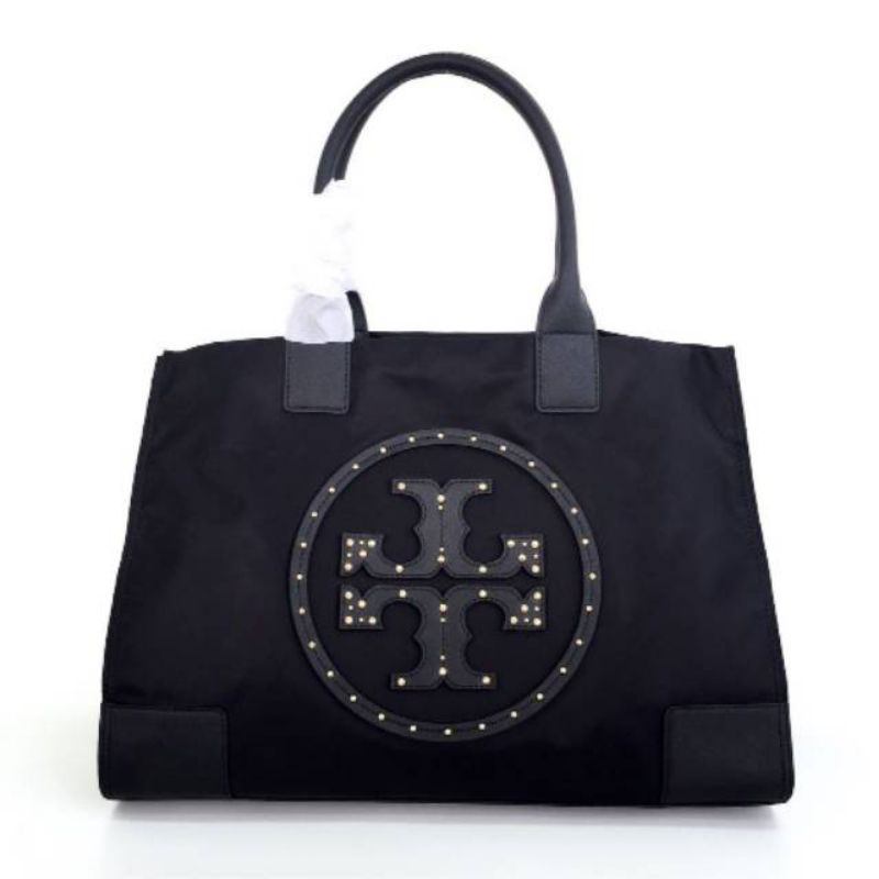 Tory Burch Ella Stud Logo Tote Black (39790)