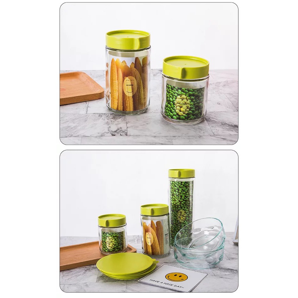 Kingsbakeware TOPLES LEBARAN BAHAN KACA FOOD GRADE TOPLES KACA SET 5IN1 IMPORT WADAH KUE 5 IN 1 KedapUdara