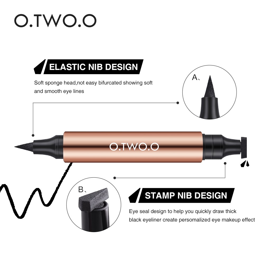 Eyeliner Stamp O TWO O 2 In 1 Eyeliner Stamp Waterproof Wing Eyeliner Liquid Waterproof Stamp Eyeliner 2 in 1 Eyeliner