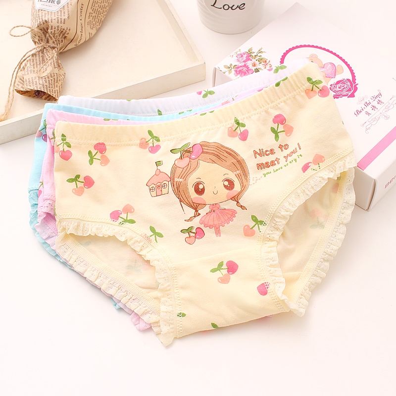 【Happy Baby】2-12Tahun Celana dalam anak perempuan Motif rumbai lucu Girly CD004