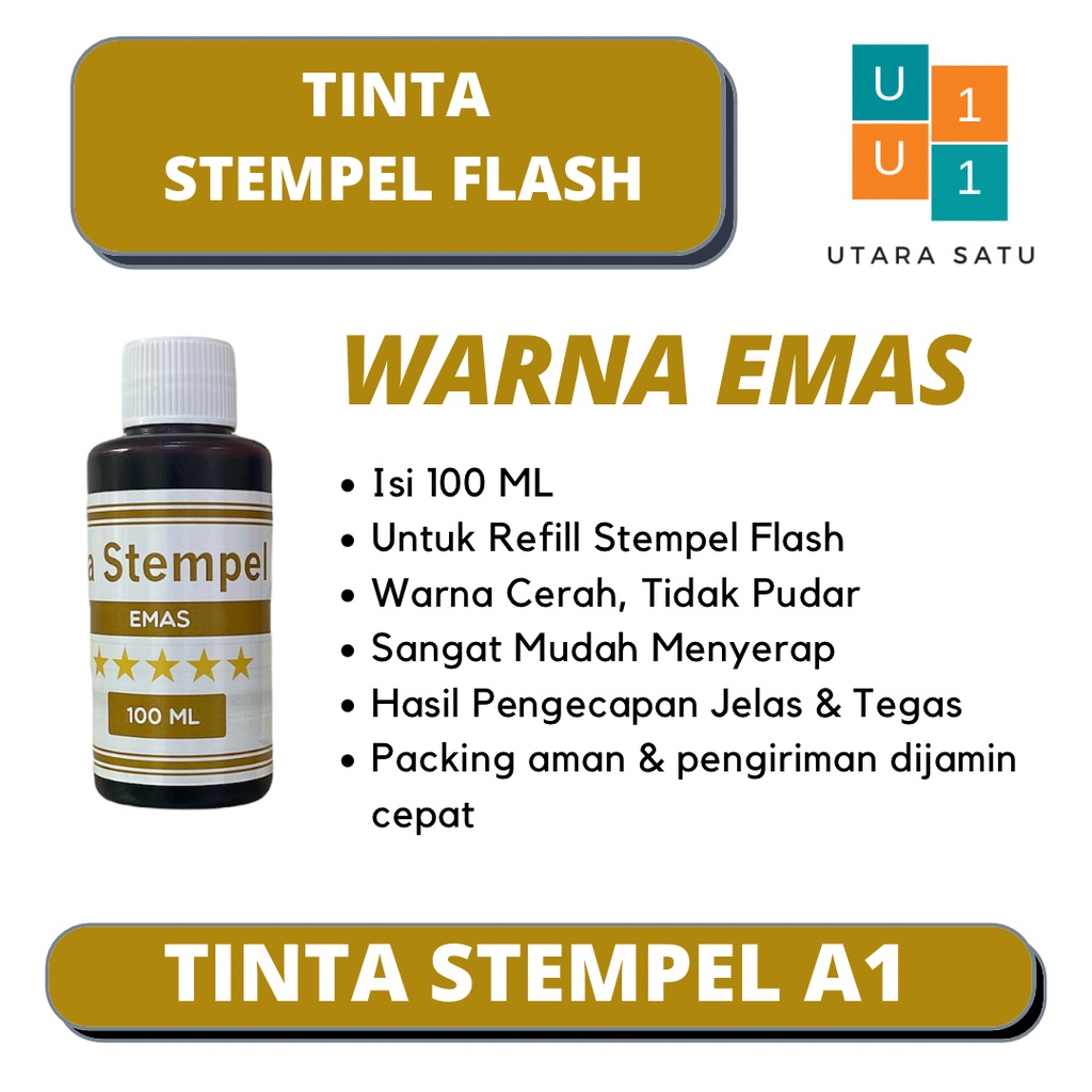 

Tinta Stempel Flash Warna Emas 100 ML