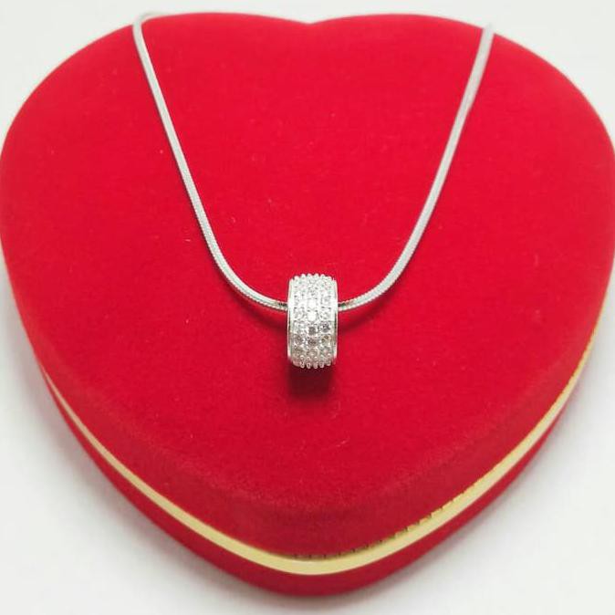 New Kalung Liontin Perak Silver 925 1Set Lapis Emas Putih/Perhiasan Kalung
