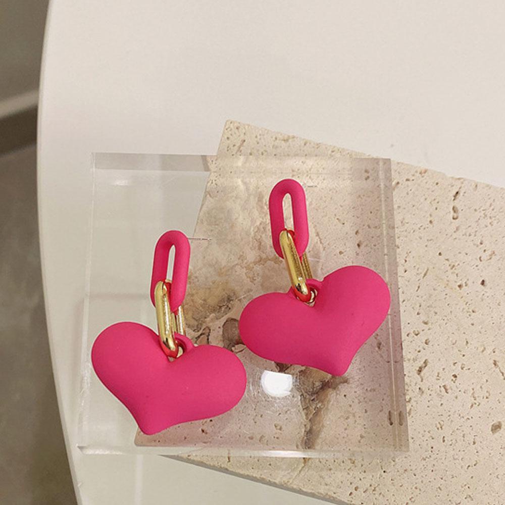 Needway Menjuntai Anting Lucu Indah Biru Cinta Hati Neon Gaya Kuning Resin Ear Studs