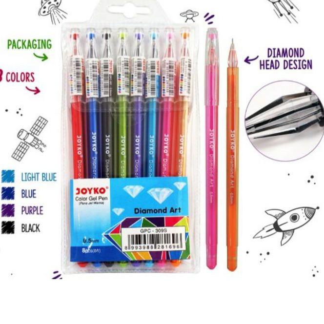

(RA-127)-Pulpen Joyko Gel 8 Warna/Color Gel Pen Diamond Art GPC-309S-Grand Seller