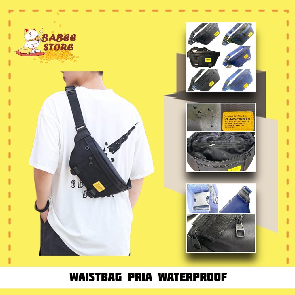 TAS PINGGANG SLEMPANG SLING BAG PRIA ANTI AIR - WAISTBAG PRIA WATERPROOF ORIGINAL IMPORT