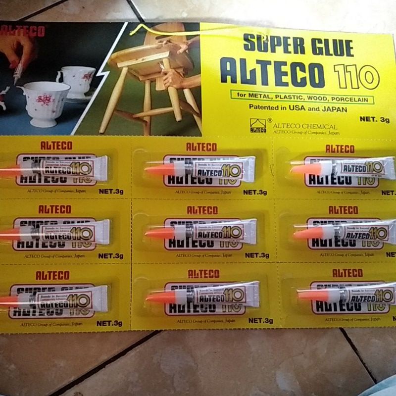 

PROMO 1 lembar isi 12 tube lem ALTECO 110 NETTO 3GRAM Lem super glue lem serbaguna multiguna multi purpose