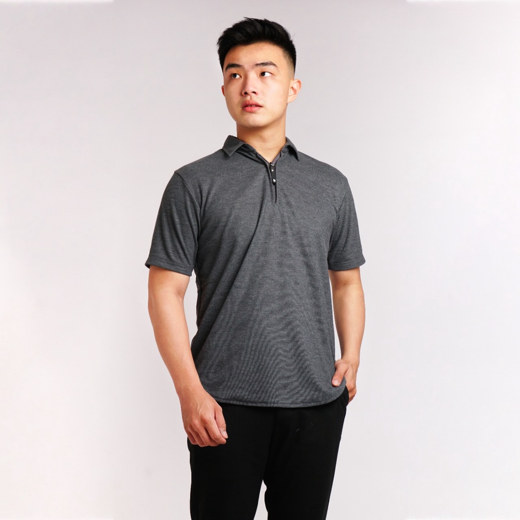 Kaos Kerah Polo Shirt Pria Polos Lengan Pendek Original Broguy - Abu Misty