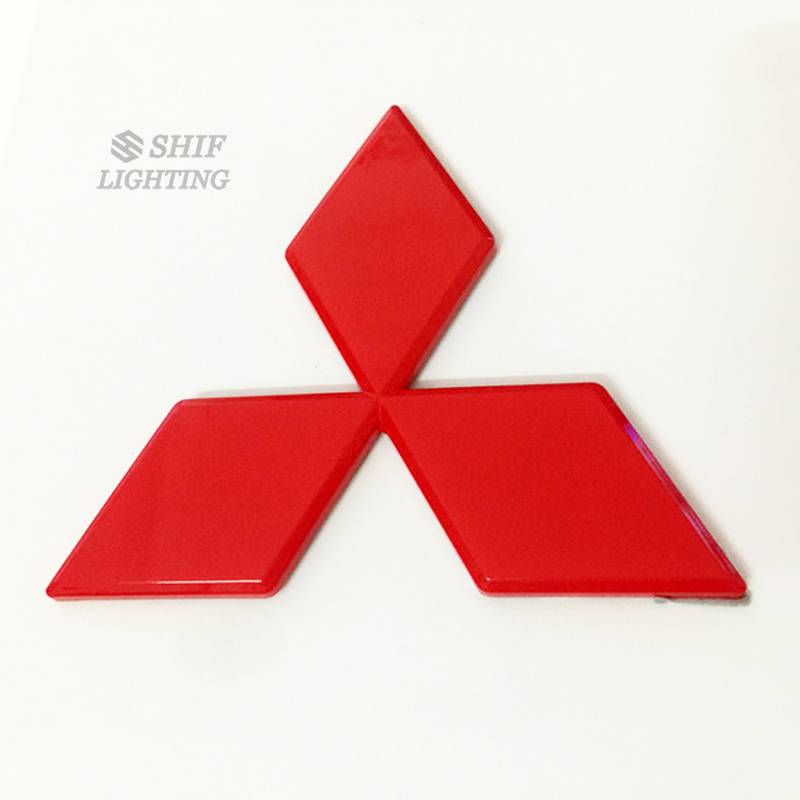 1pc Stiker Emblem / Badge Mitsubishi Bahan ABS Warna Merah Untuk Bagasi Depan / Belakang Mobil