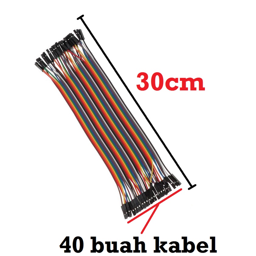 [HAEBOT] Jumper Kabel Arduinoo 30cm Male Female 40pcs buah Board Konektor Pelangi Rainbow Wire Solderless