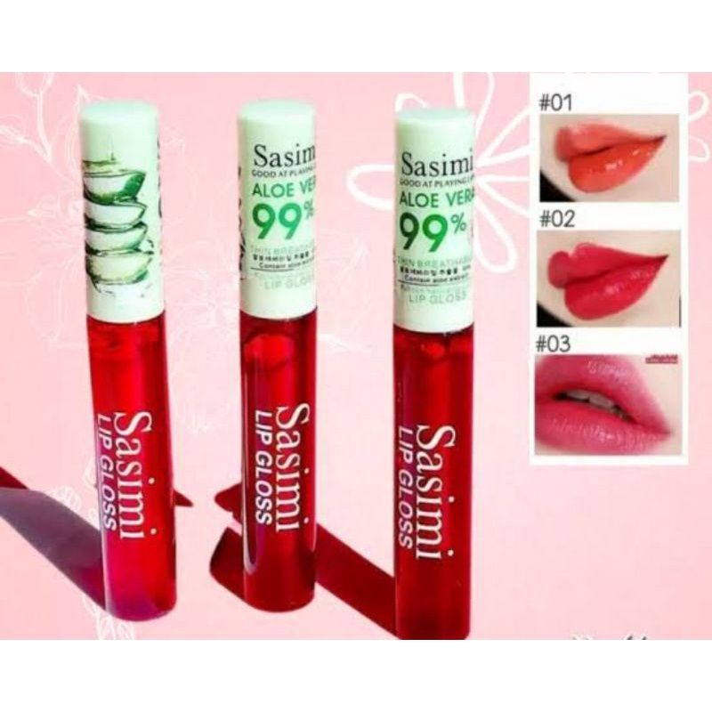 Perpcs Lipglos Sasimi Aloe Vera 99% Varian Warna