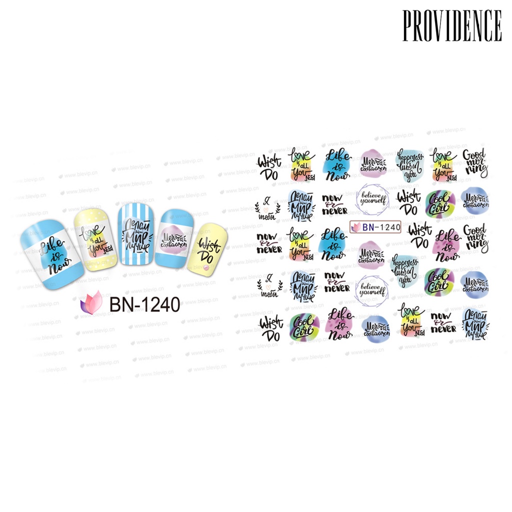 Providence Nail Sticker Water Transfer Letters Pattern Durable Nail Art Paper-made Sticker For Festival