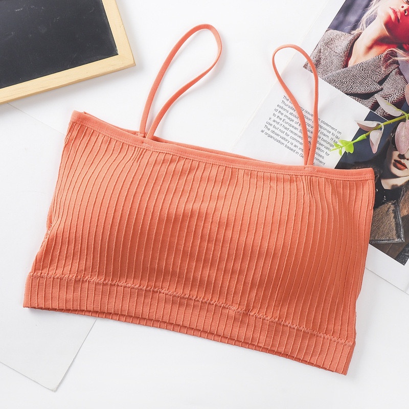 RV® Bra Cewe Kemben Seamless Pakain Dalam Wanita Crop Top Bralette 1012-ORANGE