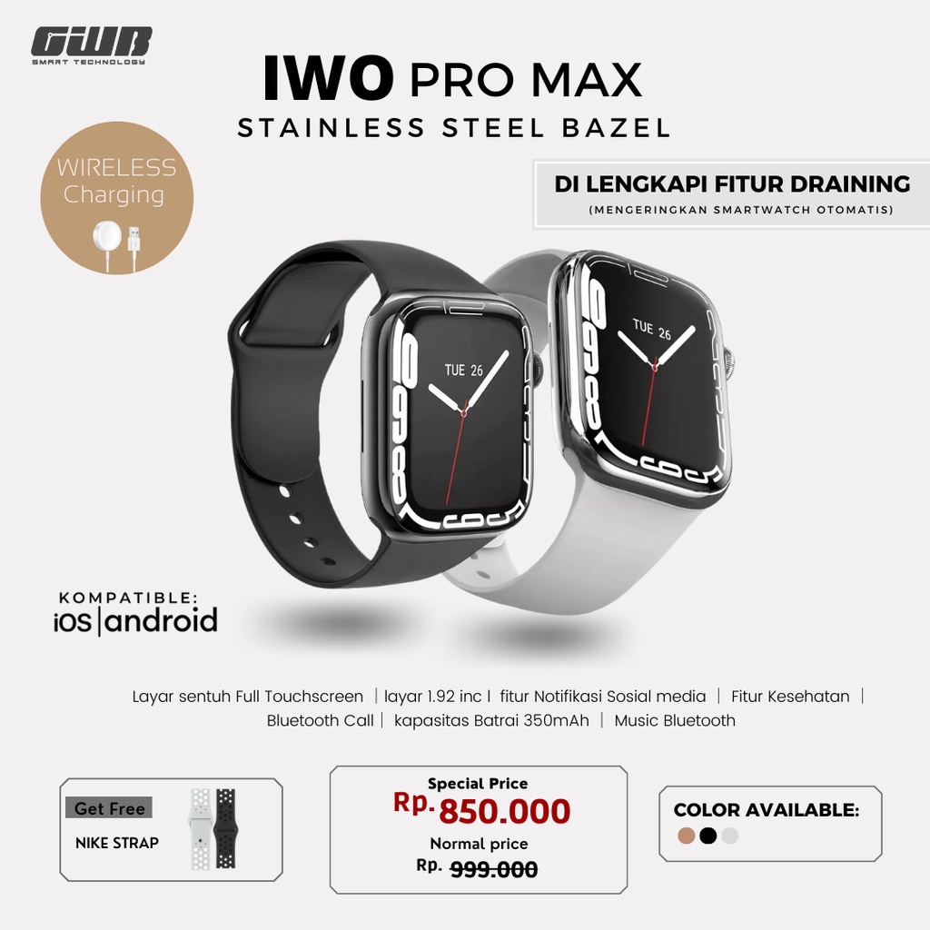 New BERGARANSI IWO PRO MAX series 8 original STAINLESS STEEL