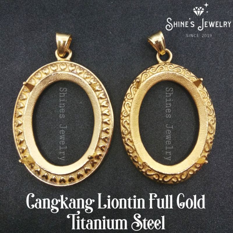 Emban Cangkang Liontin Full Gold Titanium Steel