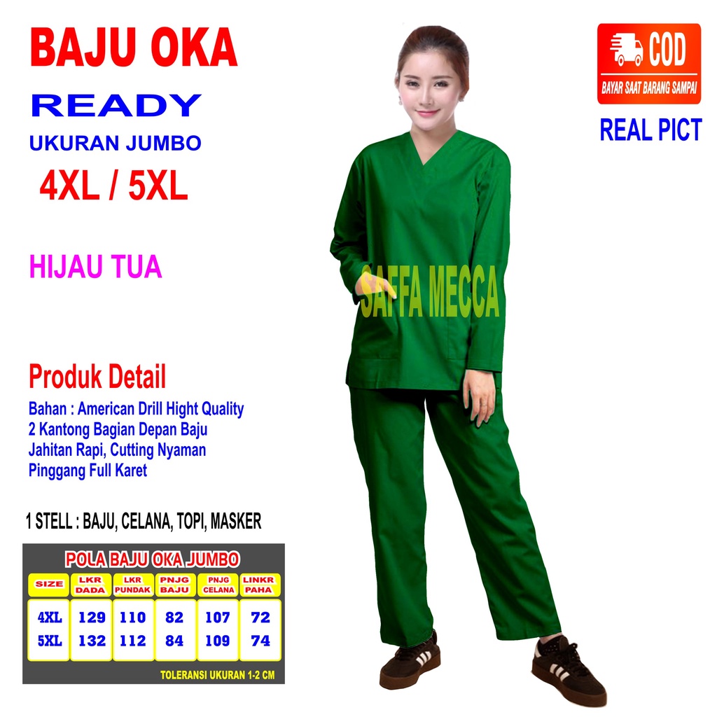 JUMBO Baju OK   Baju OKA   Scrub Perawat 4XL dan 5XL Lengan Panjang