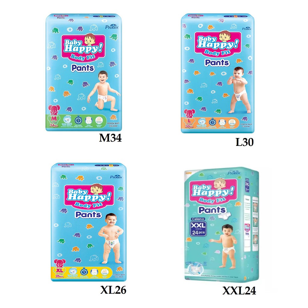 Baby Happy Pants M34/L30/XL26/XXL24 Shopee Indonesia
