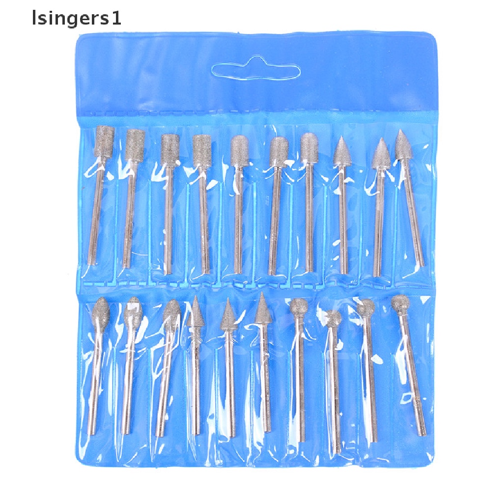 (lsingers1) 20pcs / Set Mata Bor Gerinda Diamond Shank 3mm Untuk Perhiasan