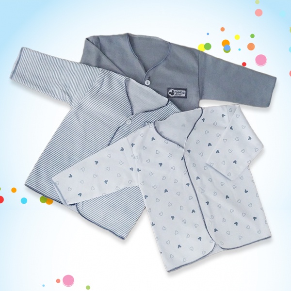 3pcs Baju Celana Bayi Baru Lahir Seri Abu Netral Celana Pop Panjang Pendek Baby Newborn