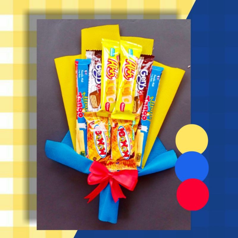 

Buket Snack Small, Kado Sempro, Gift Wisuda, Kado Ulang Tahun, Jogja Murah.