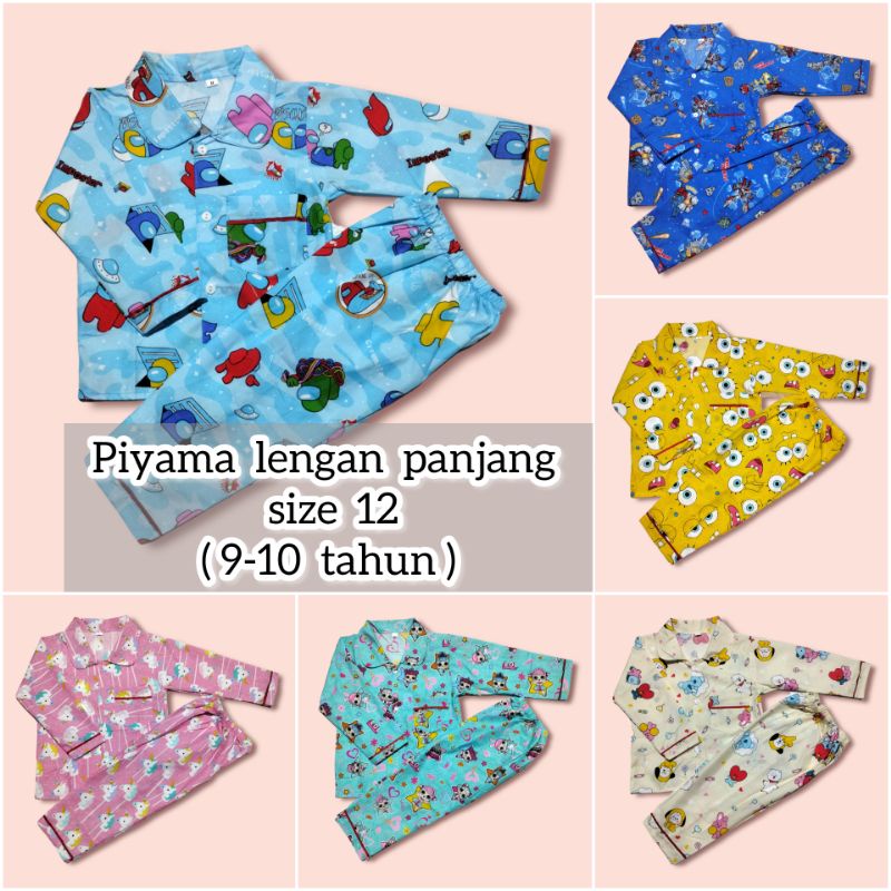 piyama junior lengan panjang size 12 (9-10 tahun)