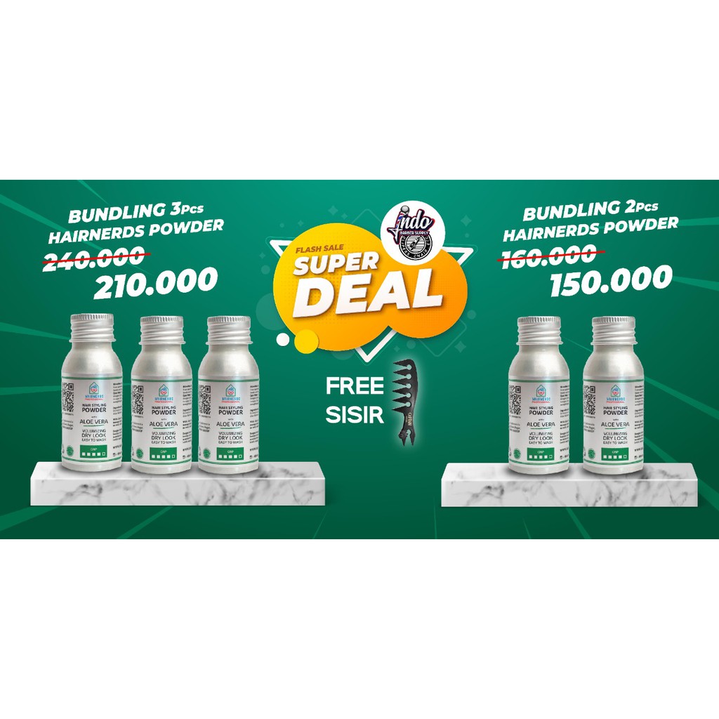 PAKET Hairnerds Professional - Freestyle Dust Powder 10 gram / Pengembang Rambut Free Sisir