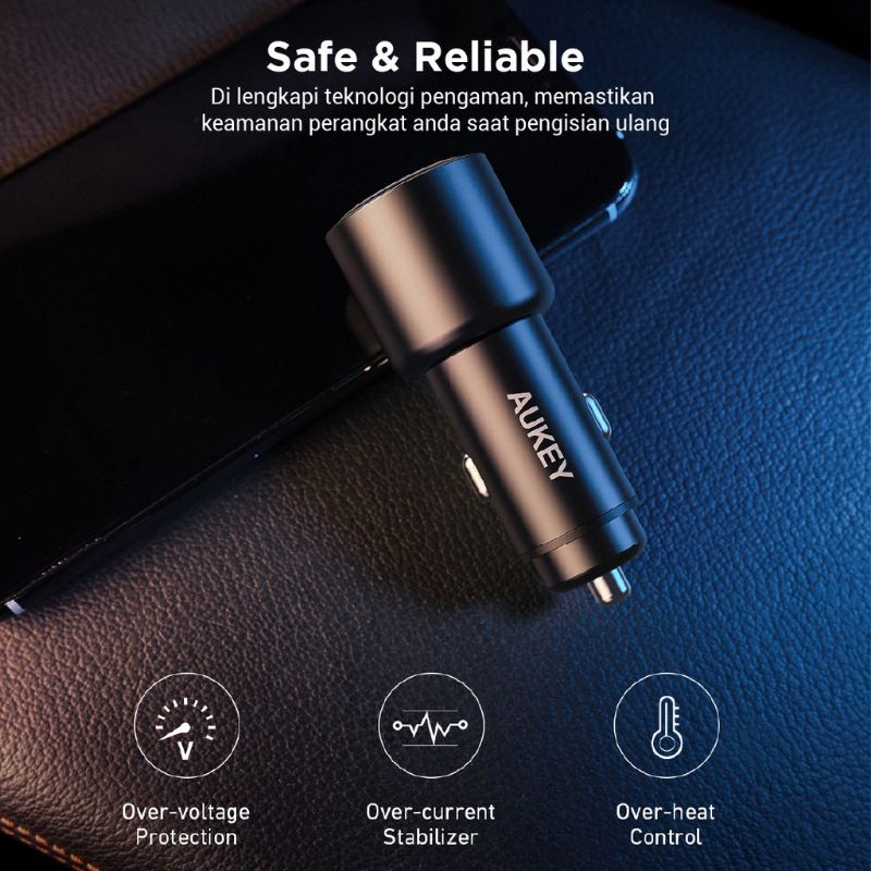 Aukey Expedition CC-Y18S Car Charger USB-C PD  GARANSI 2 TAHUN