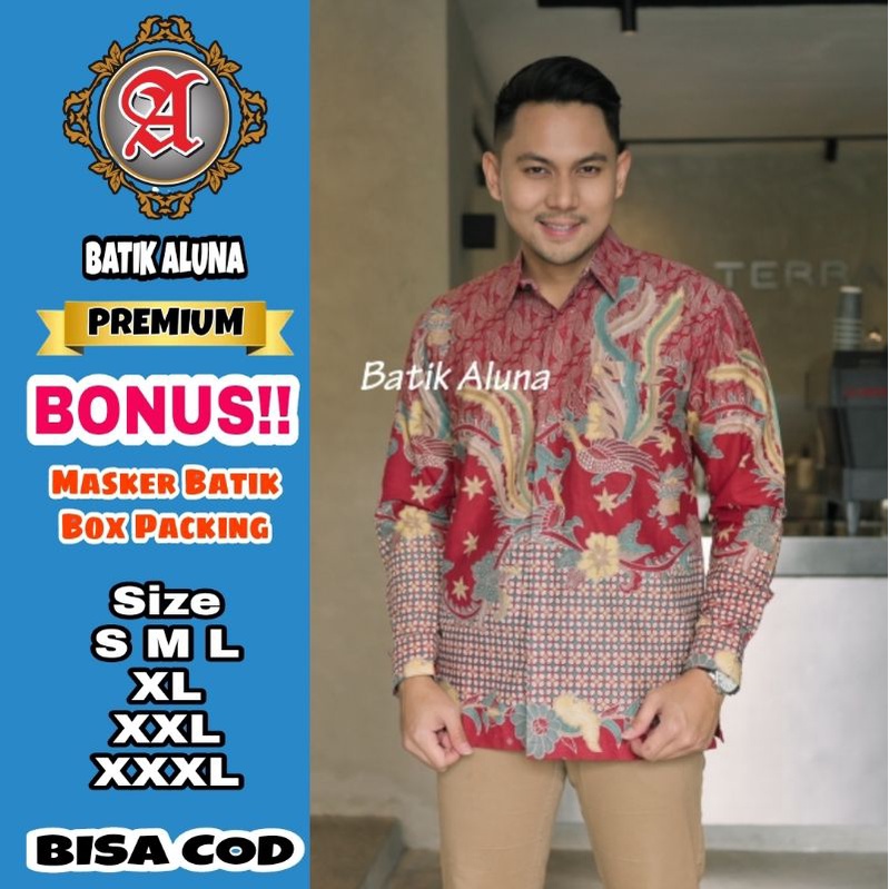 Baju Batik Pria Premium Lengan Panjang Full Furing Batik Solo Pekalongan Batik Reguler Batik Aluna P
