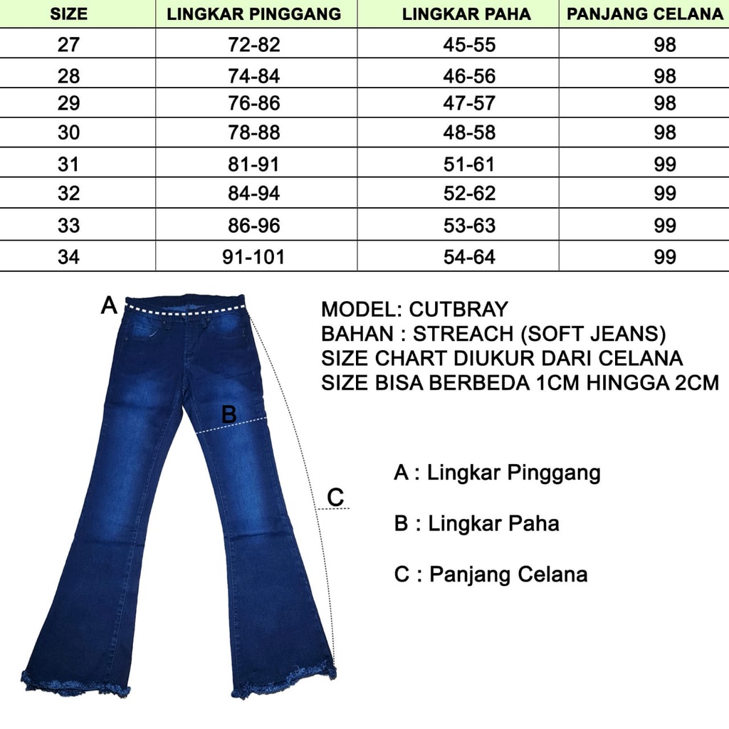 7C-G CELANA JEANS PREMIUM CUTBRAY JK COKLAT TUA / BOOTCUT JEANS / STREACH JEANS / 27 - 34