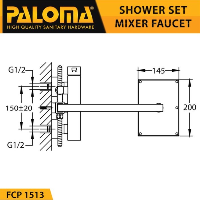 PALOMA FCP 1513 Shower Tiang Set Column Mandi Keran Kran Panas Dingin