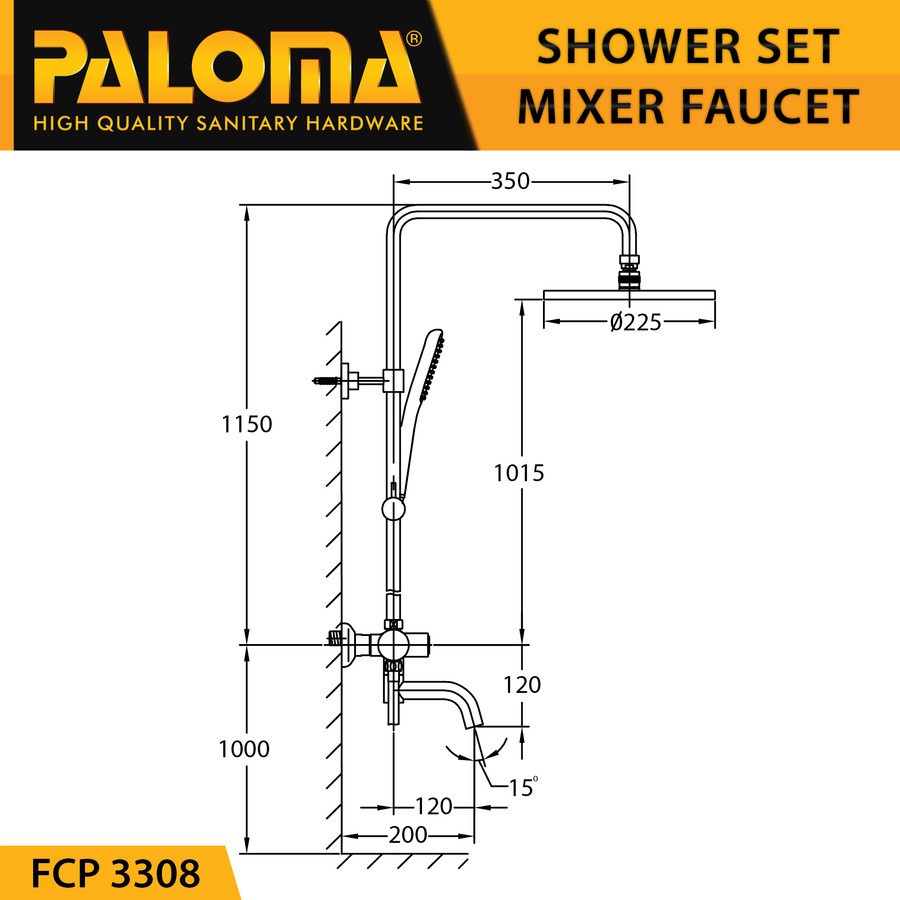 PALOMA FCP 3308 Shower Tiang Set Column Mandi Keran Kran Panas Dingin