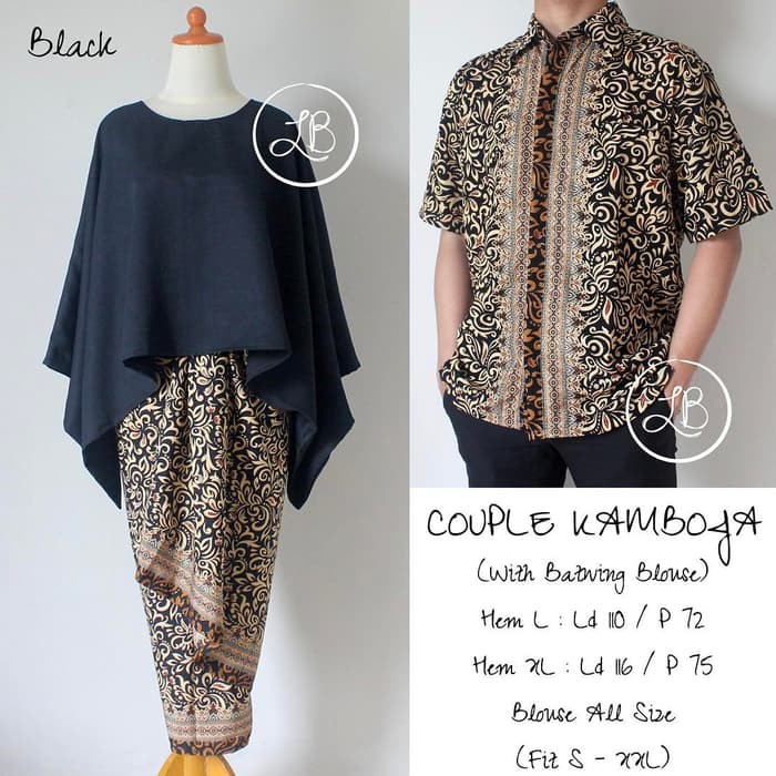 SETELAN KEBAYA COUPLE / BATIK COUPLE MODEL BATWING DAN KEMEJA PENDEK