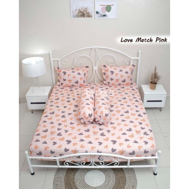 Sprei katun STAR motif LOVE match | katun lokal premium | ready