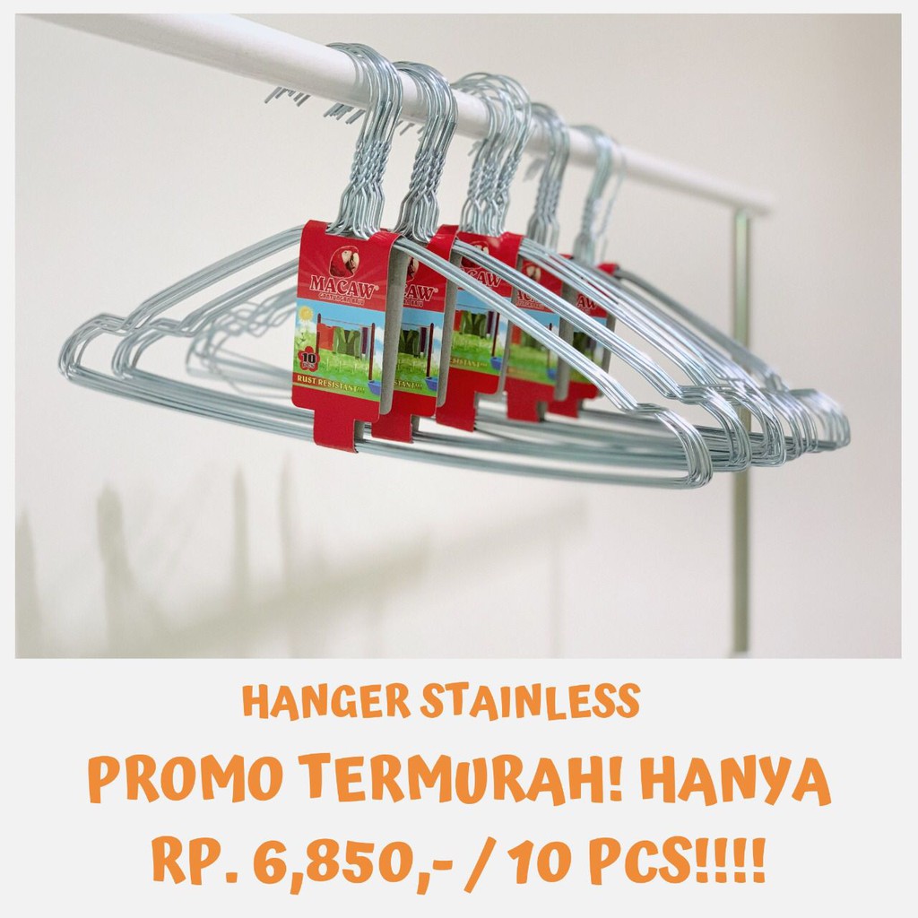 Gantungan Baju Anti Karat 10 pcs - Hanger Kawat Stainless Steel