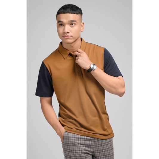 [Preppstudio] Eazydry Polo Two Tone Brown Navy | Kaos Polo Pria