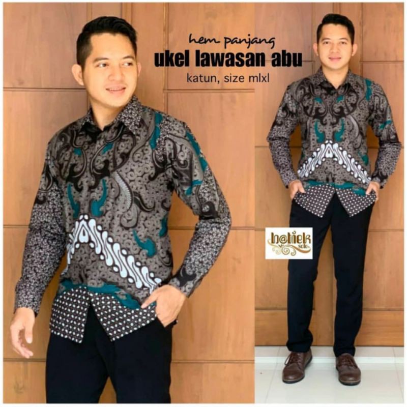 BATIK PRIA LENGAN PANJANG SIZE M L XL XXL  BSWART BatiK HRB026 Kenongo Hem Panjang Padi