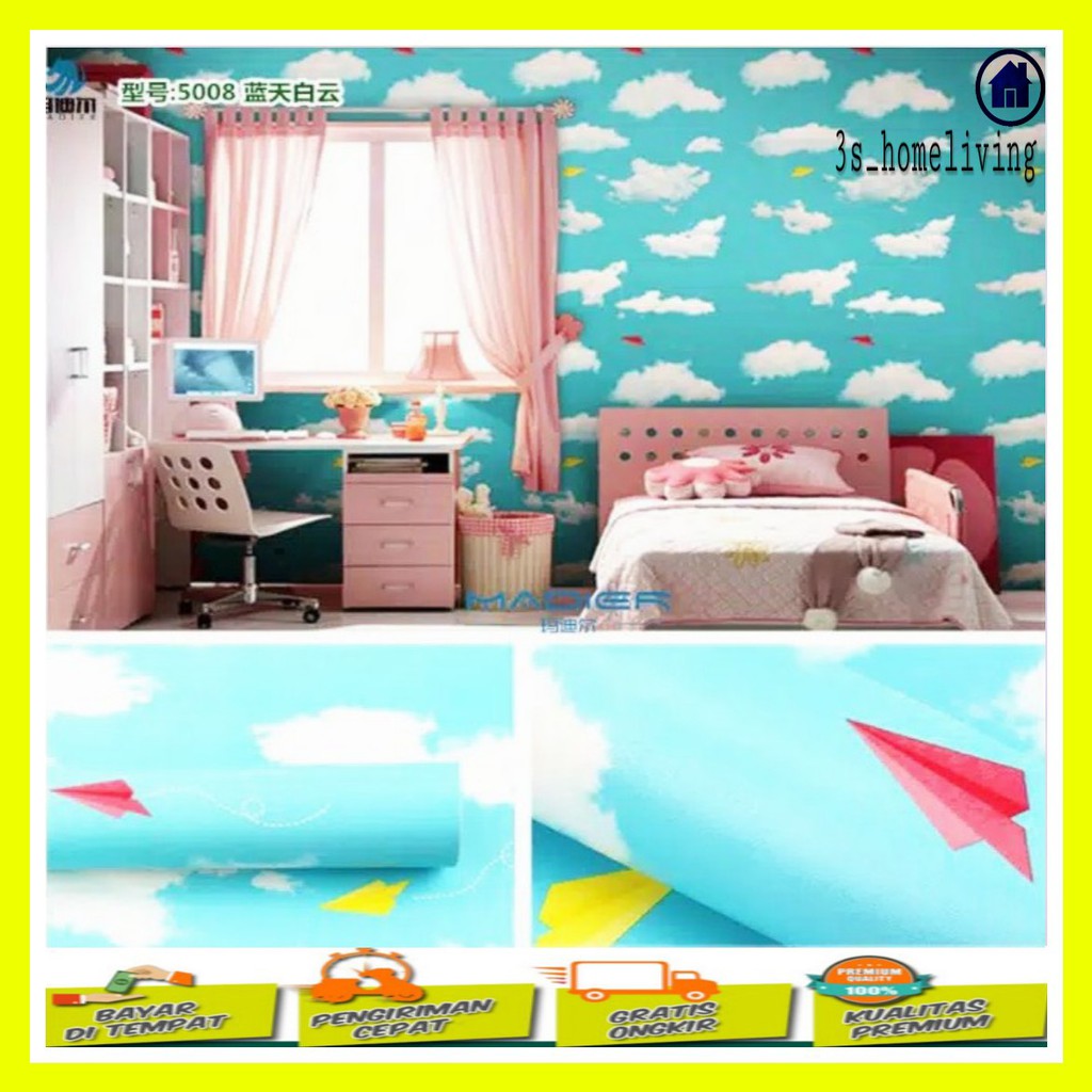 (COD) Wallpaper Dinding Awan Biru Muda / Wallpaper / Wallpaper Awan 500