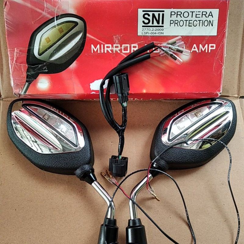 Kaca spion sepion lampu led beat vario scoopy sepasang 8811B-KVB-600 CHROME & HITAM ori AHM