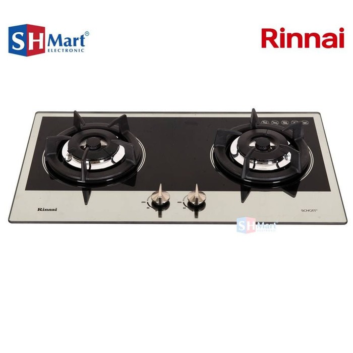 RINNAI KOMPOR GAS TANAM 2 TUNGKU MIRROR BLACK RB-2GHC.MB (MEDAN)