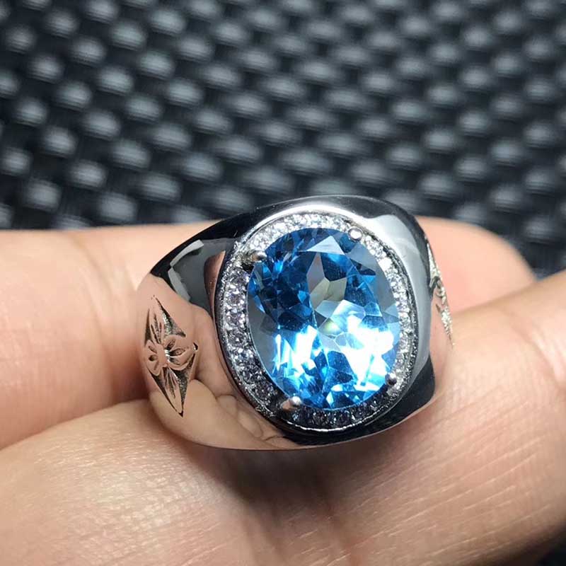 Cincin Platinum Berlian Safir Aksesoris Perhiasan Fashion Pria 925 Kristal Perak Rings