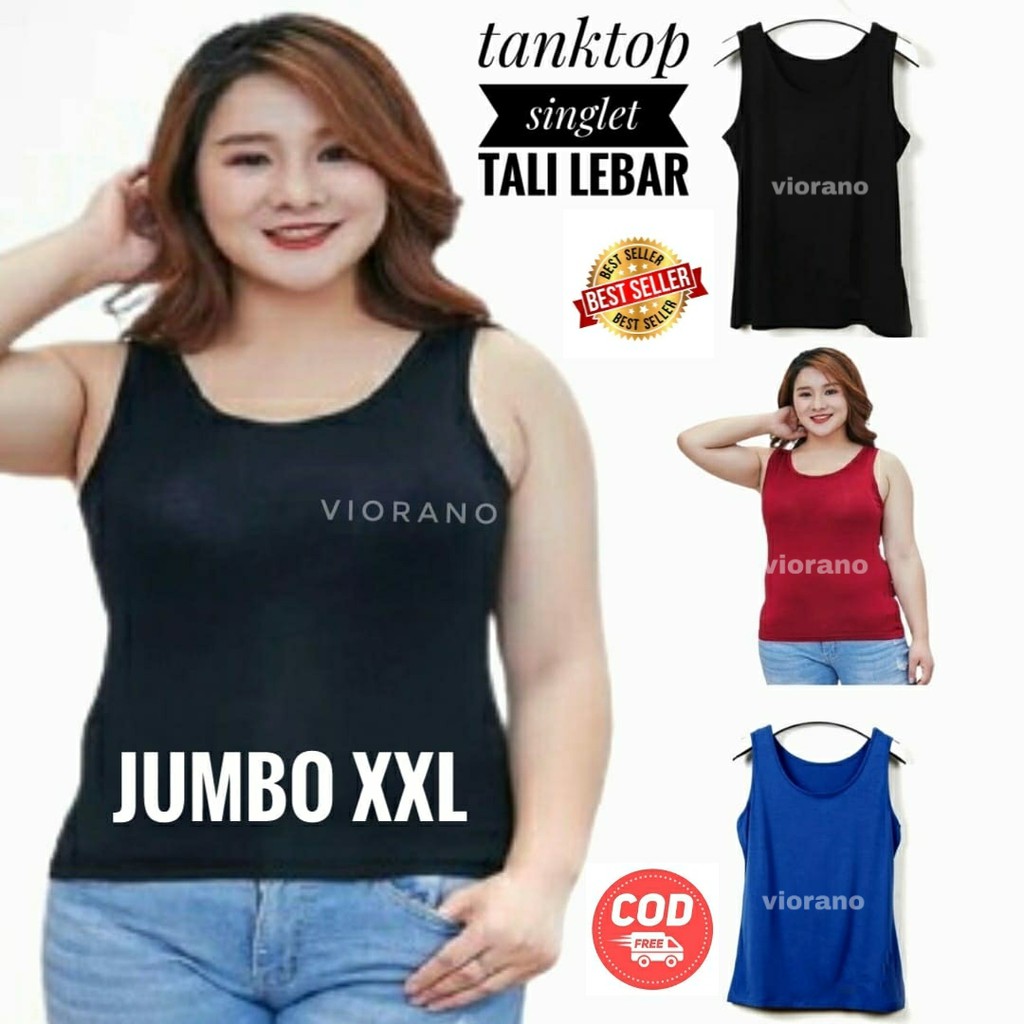 Tanktop Tali Lebar Viorano Big Size Fit XXL Singlet Tengtop Wanita Jumbo Sexy Gym Bahan Adem Warna Polos Singlet Super Soft Jumbo