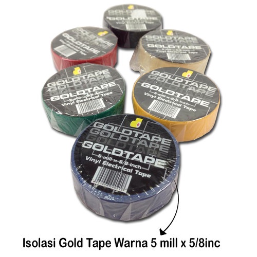 Isolasi kabel Goldtape Warna Warni Hitam / Biru / Merah / Kuning / Hijau  / isolasi listrik / pvc 15mm Isolasi warna vynil solasi