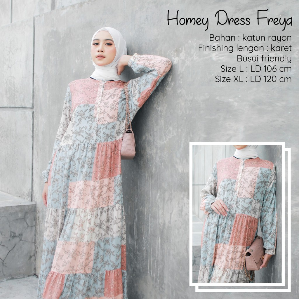 Gamis Dewasa Homey Dress Freya By Dianhijab.id - Bahan Rayon Viscose Premium Gamis Dewasa Luxury Gamis Pengajian Adem Nyaman Dipakai - Bisa COD