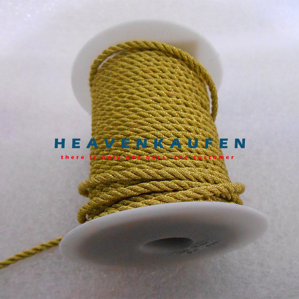 Tali Kur / Tali Tambang Gold Emas 3 mm Meteran Untuk Tali Souvenir Paperbag Dll