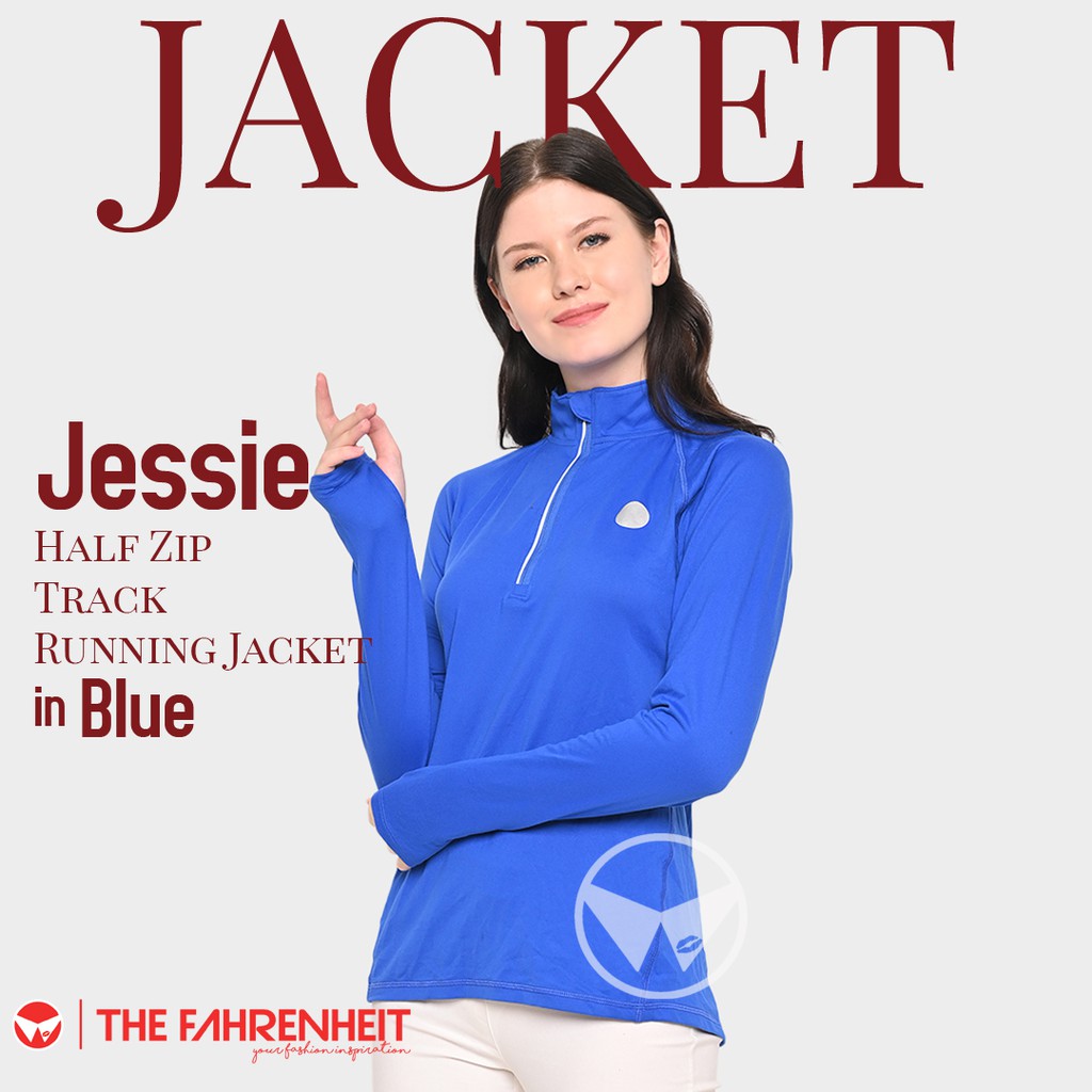 The-Fahrenheit Jessie Luluemon Half Zip Track Running Jacket - Blue