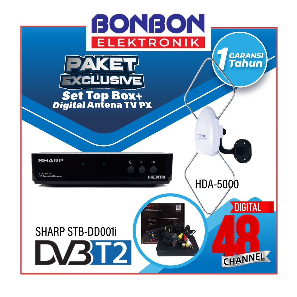 Bundling Sharp Set Top Box STB-DD001i + Antena Digital PX HDA-5000