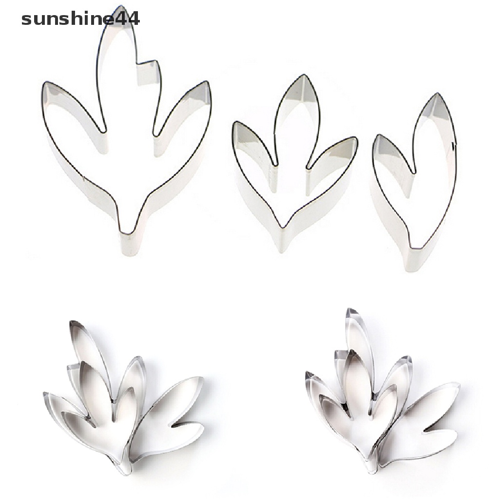 Sunshine Set Cetakan Cutter Stainless Steel Bentuk Bunga Peony + Daun Untuk Dekorasi Fondant Kue