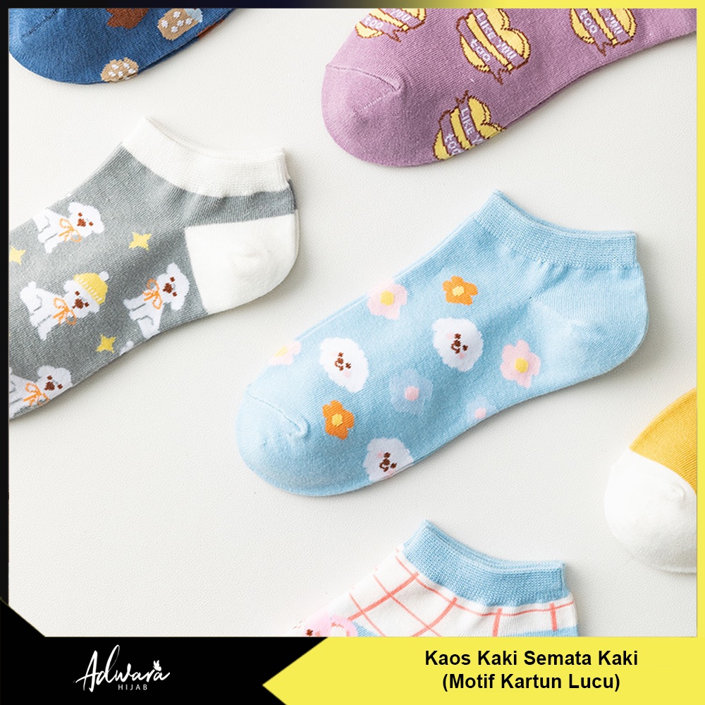 Kaos Kaki Wanita Pendek Semata Kaki Motif Kartun Karakter Lucu Gaya Fashion Korea